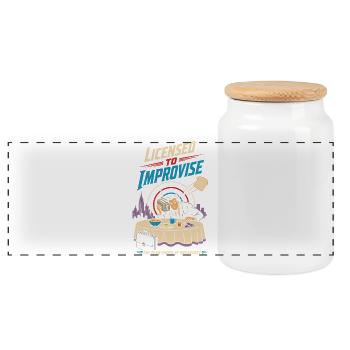 Licensed to Improvise Breakfast Chaos - Panoramic Cookie Jar with Wooden Lid - white - Front