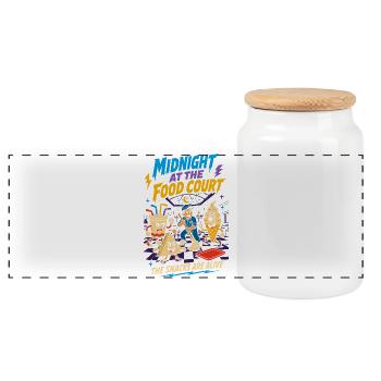 Midnight Food Court Vibrant Snacks - Panoramic Cookie Jar with Wooden Lid - white - Front