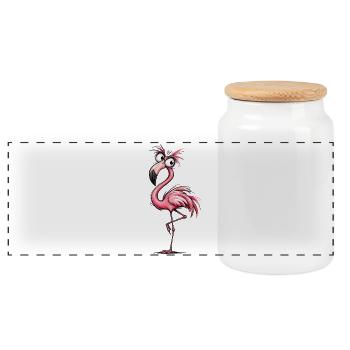 Flamingo Cartoon Pink Groove - Boîte à biscuits avec couvercle en bois - blanc - Devant