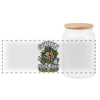 Garden manager digging - Panoramic Cookie Jar with Wooden Lid - white - Front
