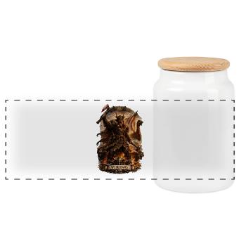 Ferocious Viking Warrior in Firelit Banner - Panoramic Cookie Jar with Wooden Lid - white - Front