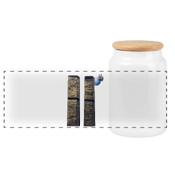 The two Towers - Panoramic Cookie Jar with Wooden Lid - white - Front