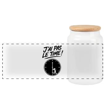 J'ai Pas Le Temps – Time - Horloge En Mouvement - Boîte à biscuits avec couvercle en bois - blanc - Devant