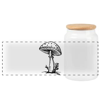 Champignon - Illustration - Boîte à biscuits avec couvercle en bois - blanc - Devant