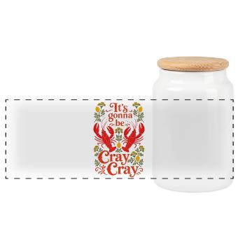 Crayfish party - It's going to be cray cray - Panoramic Cookie Jar with Wooden Lid - white - Front