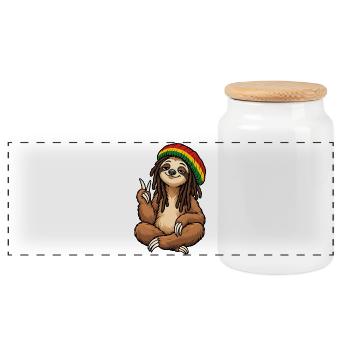 Cool paresseux rastafari - Boîte à biscuits avec couvercle en bois - blanc - Devant