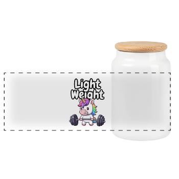Light Weight Unicorn Lifter - Panoramic Cookie Jar with Wooden Lid - white - Front