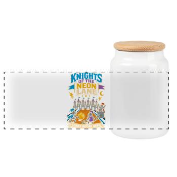 Knight Bowling Neon Lane - Panoramic Cookie Jar with Wooden Lid - white - Front