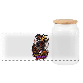 Creepin' to the Beat – Halloween Rock - Panoramic Cookie Jar with Wooden Lid - white - Front