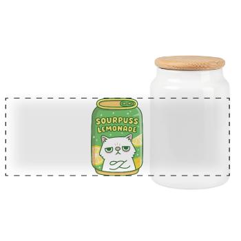 Funny Grouchy Cat Sourpuss Lemonade Drink Can - Boîte à biscuits avec couvercle en bois - blanc - Devant