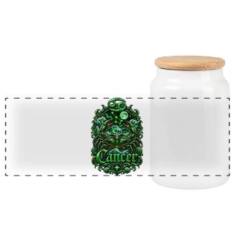 Emblème du zodiaque du Cancer d’Émeraude - Boîte à biscuits avec couvercle en bois - blanc - Devant