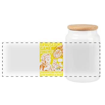I Paused My Game – Gamer Parents Horror Humor - Panoramic Cookie Jar with Wooden Lid - white - Front