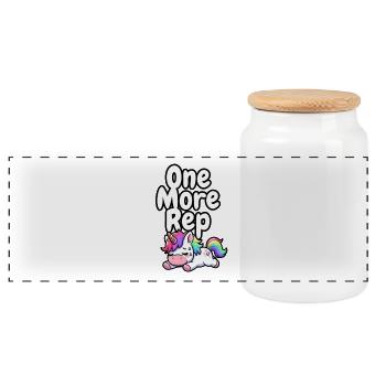 One More Rep Unicorn Gym - Panoramic Cookie Jar with Wooden Lid - white - Front