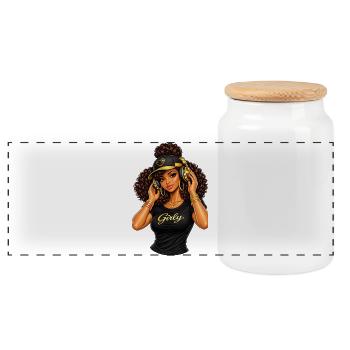 Girly Beats Illustration Hip-Hop - Panorama Keksdose mit Holzdeckel - Weiß - Vorne