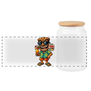 It's Tiki Time – Tiki Cocktail & Urlaubsfeeling - Panorama Keksdose mit Holzdeckel - Weiß - Vorne