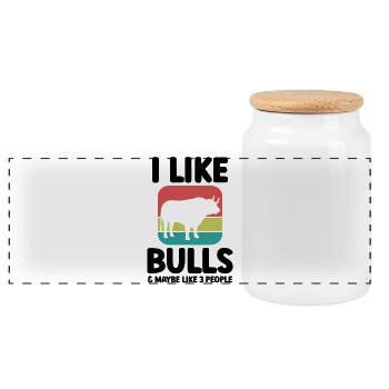 Stier Spruch Retro-Look - Panorama Keksdose mit Holzdeckel - Weiß - Vorne