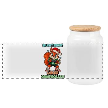 Stille Nacht Lauter Controller Weihnachts-Eichhörnchen - Panorama Keksdose mit Holzdeckel - Weiß - Vorne