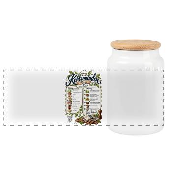 Kohlrouladen Rezept T-Shirt Design - Panorama Keksdose mit Holzdeckel - Weiß - Vorne