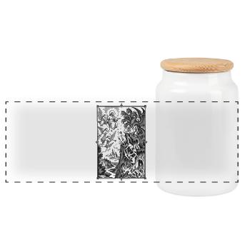 Mythische Schlachtensilhouetten - Panorama Keksdose mit Holzdeckel - Weiß - Vorne