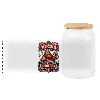 Ugly Christmas Viking Fishing Club - Panorama Keksdose mit Holzdeckel - Weiß - Vorne