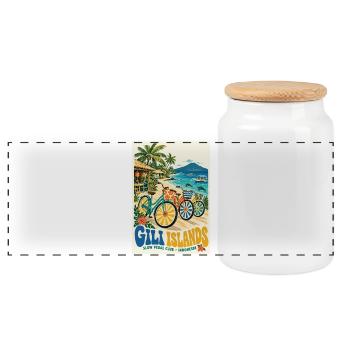 Erleben Sie Gili Islands Indonesien Retro Tropical - Panorama Keksdose mit Holzdeckel - Weiß - Vorne