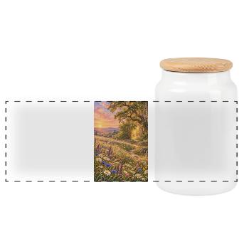 Wildblumen im goldenen Abendlicht - Panorama Keksdose mit Holzdeckel - Weiß - Vorne