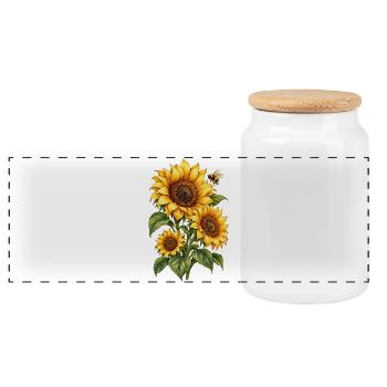 Sonnenblumen Gartenliebe - Panorama Keksdose mit Holzdeckel - Weiß - Vorne