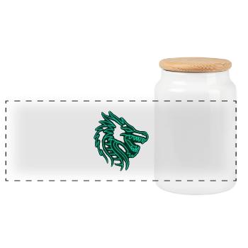 Conception du Neon Dragon - Boîte à biscuits avec couvercle en bois - blanc - Devant