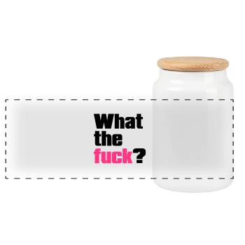 what the fuck ? - Panoramic Cookie Jar with Wooden Lid - white - Front
