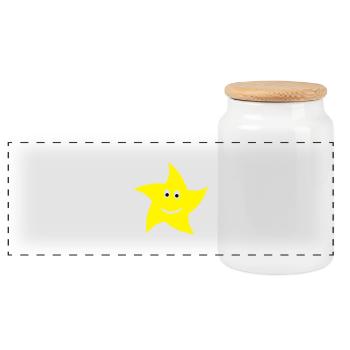 star - Panoramic Cookie Jar with Wooden Lid - white - Front