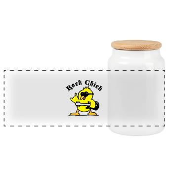 rock_chick_weiss_3c - Boîte à biscuits avec couvercle en bois - blanc - Devant