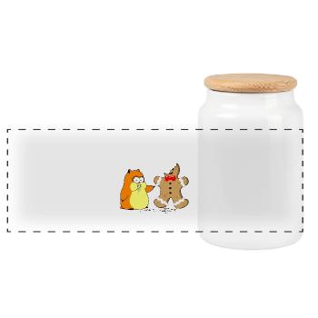 Hamster vs. Lebkuchenmann (whiteline) - Panorama Keksdose mit Holzdeckel - Weiß - Vorne