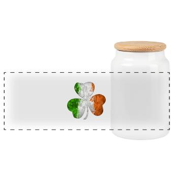 Irish Flag Clover Grunge - Panoramic Cookie Jar with Wooden Lid - white - Front