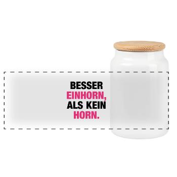 Besser Einhorn... - Panorama Keksdose mit Holzdeckel - Weiß - Vorne