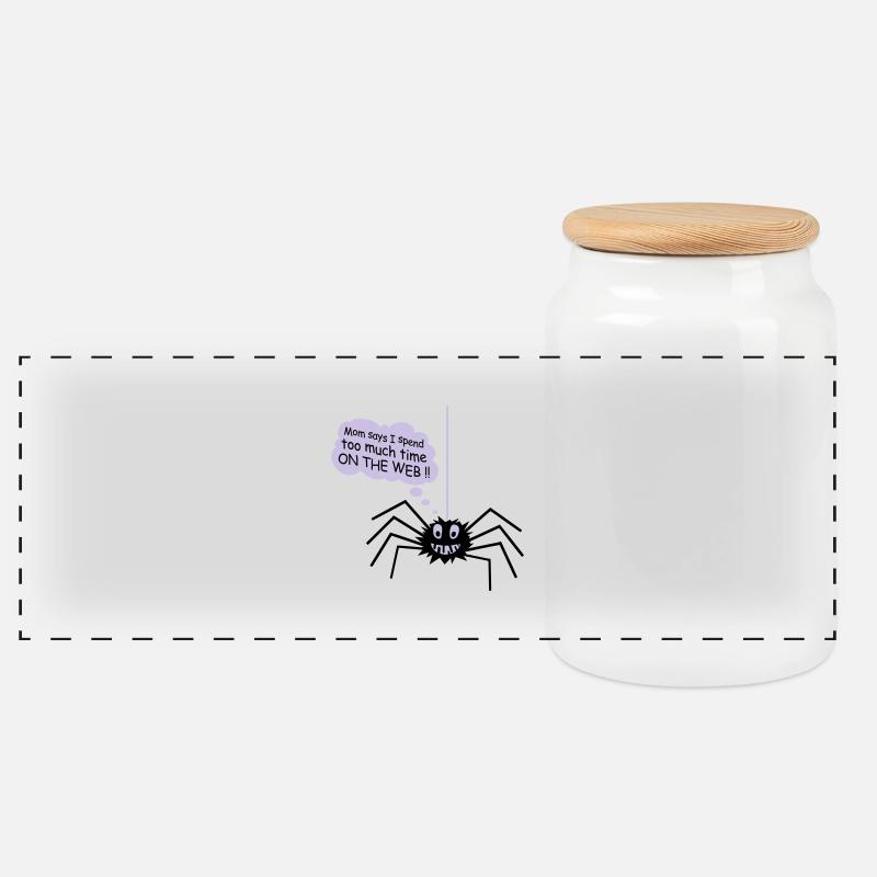 Spinne Spider Comic lustig - Panorama Keksdose mit Holzdeckel - Weiß