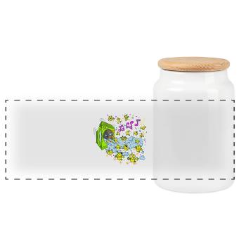 Chicks Foam Party - Panoramic Cookie Jar with Wooden Lid - white - Front