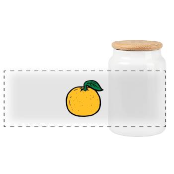 orange - Panoramic Cookie Jar with Wooden Lid - white - Front