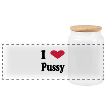 i heart pussy - Panorama Keksdose mit Holzdeckel - Weiß - Vorne