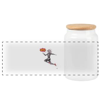RUN - Panoramic Cookie Jar with Wooden Lid - white - Front
