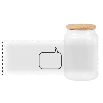 Text Balloon (square 1col - Panoramic Cookie Jar with Wooden Lid - white - Front