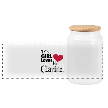 This Girl Loves Her Clarinet - Panorama Keksdose mit Holzdeckel - Weiß - Vorne