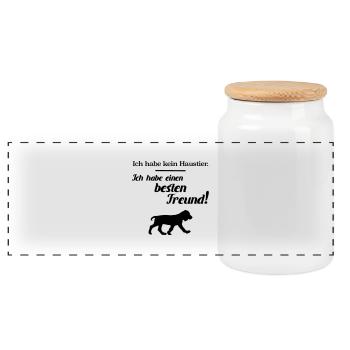 Pets best friend dog dog owners - Panoramic Cookie Jar with Wooden Lid - white - Front