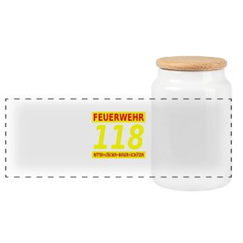 Feuerwehr 118 Schweiz - Panorama Keksdose mit Holzdeckel - Weiß - Vorne