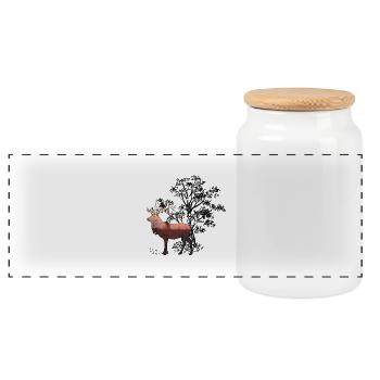 Deer Forest - Panoramic Cookie Jar with Wooden Lid - white - Front