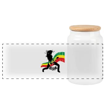 Reggae - Panorama Keksdose mit Holzdeckel - Weiß - Vorne