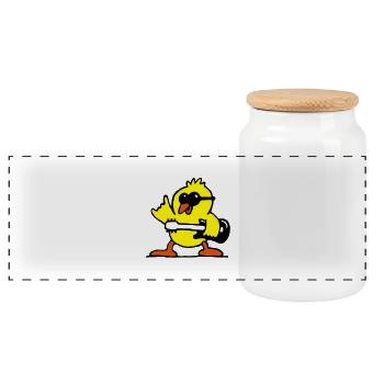 guitar rock chick - Panoramic Cookie Jar with Wooden Lid - white - Front