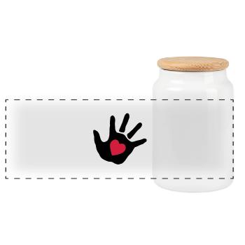 Baby - Hand - Babyhand - Herz - Panorama Keksdose mit Holzdeckel - Weiß - Vorne