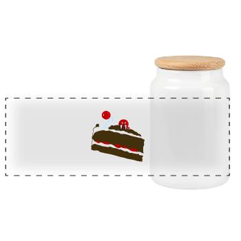 gâteau monstre - Boîte à biscuits avec couvercle en bois - blanc - Devant