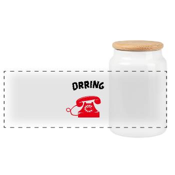 Téléphone vintage qui sonne - Boîte à biscuits avec couvercle en bois - blanc - Devant