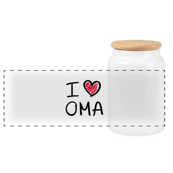 I love Oma - Panorama Keksdose mit Holzdeckel - Weiß - Vorne